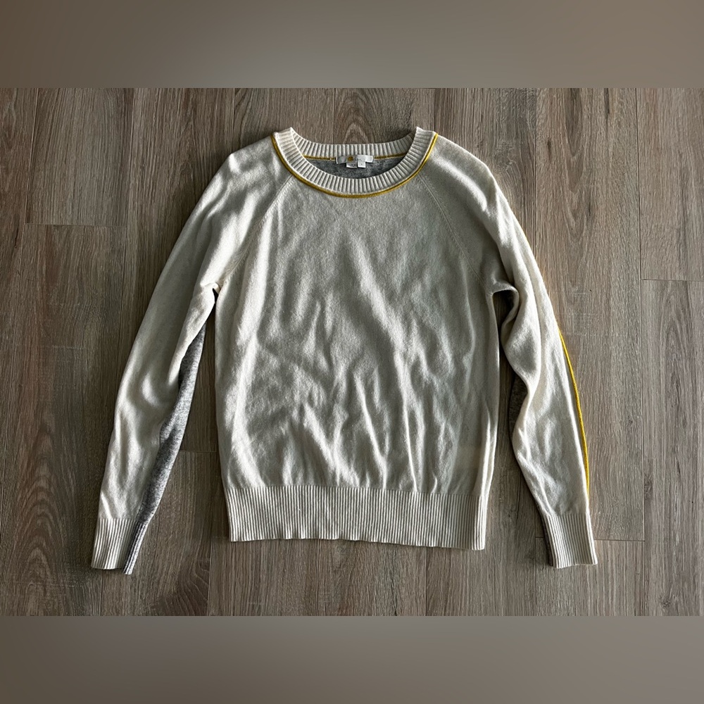 Boden Cream Sweater with Yellow Trim